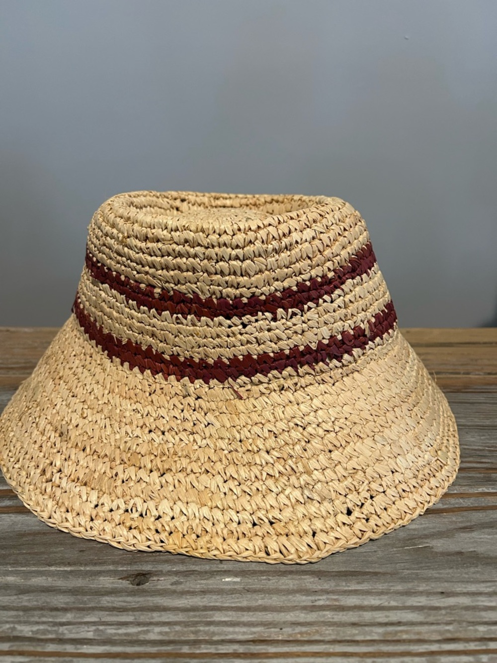 Wyeth Anthropologie Natural Straw Sun Hat with Brown  Accent NWT